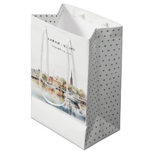 Chic Annapolis Maryland Watercolor Wedding Mittlere Geschenktüte