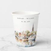 Chic Annapolis Maryland Watercolor Wedding Pappbecher (Rückseite)