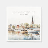 Chic Annapolis Maryland Watercolor Wedding Serviette (Vorderseite)