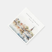 Chic Annapolis Maryland Watercolor Wedding Serviette (Ecke)