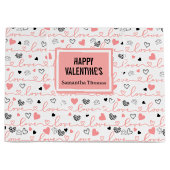 Chic Anniversary Heart Lettering Custom Gift Bag Große Geschenktüte (Vorderseite)