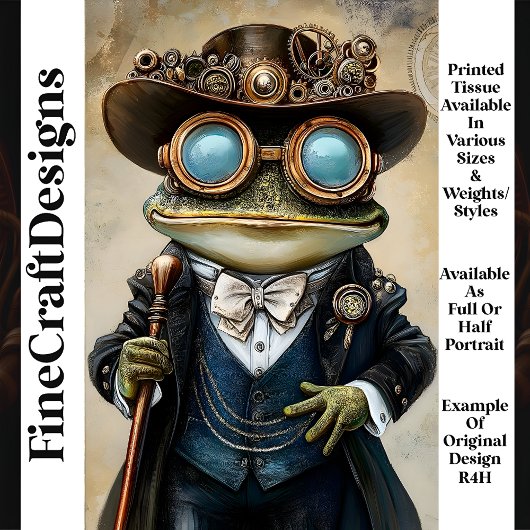 Chic Anthropomorpher Steampunk Frog R4H Decoupage Seidenpapier