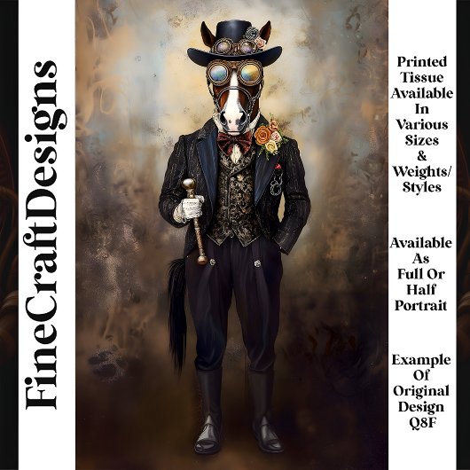 Chic Anthropomorphes Steampunk Horse Q8F Decoupage Seidenpapier