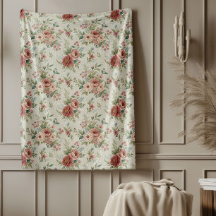 Chic-antike inspirierte shabby chic elegante Flora Fleecedecke