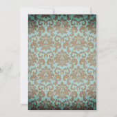 Chic Antique Aqua & Gold Hochzeit Probe Dinner Einladung (Rückseite)
