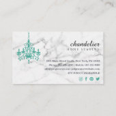 Chic Antique Black Chandelier Marble Business Card Visitenkarte (Rückseite)