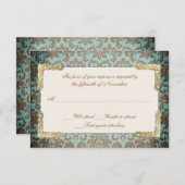 Chic Antique French Damask Look Wedding RSVP (Vorne/Hinten)
