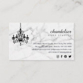 Chic Antique Pink Kronleuchter Marmorkarte Visiten Visitenkarte (Rückseite)