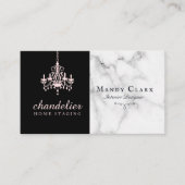 Chic Antique Pink Kronleuchter Marmorkarte Visiten Visitenkarte (Vorderseite)