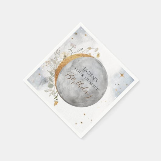 Chic any Birthday Number, Celestis Moon and Stars Serviette (Ecke)