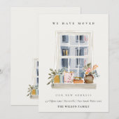 Chic Apartment Floral Window We have Moved Card Dankeskarte (Vorne/Hinten)