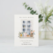 Chic Apartment Floral Window We have Moved Card Postkarte (Stehend Vorderseite)