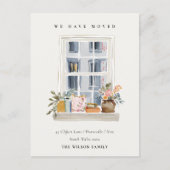 Chic Apartment Floral Window We have Moved Card Postkarte (Vorderseite)