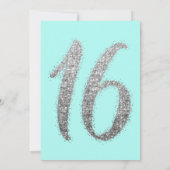 Chic Aqua Aquamarin Silver Scattered Glitzer Sweet Einladung (Rückseite)