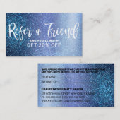 Chic Aqua Baby Blue Triple Glitzer Typografie Empfehlungskarte (Vorne/Hinten)