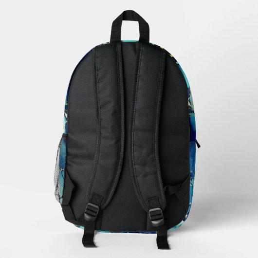 chic aqua blauer Marmor Imitate Gold Glitzer Monog Bedruckter Rucksack (Rückseite)