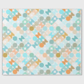 Chic Aqua Blue Coral Orange Circles Art Pattern Geschenkpapier (Flach)