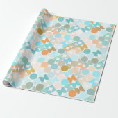 Chic Aqua Blue Coral Orange Circles Art Pattern Geschenkpapier (Ungerollt)