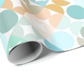 Chic Aqua Blue Coral Orange Circles Art Pattern Geschenkpapier (Rolleneckpunkt)