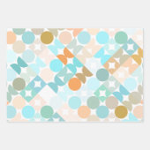 Chic Aqua Blue Coral Orange Circles Art Pattern Geschenkpapier Set (Vorderseite)