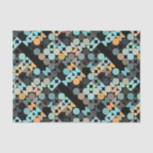Chic Aqua Blue Coral Orange Circles Art Pattern Seidenpapier (Vorderseite)