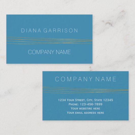 Chic Aqua Blue Gold Delta Abstrakt Visitenkarte (Vorne/Hinten)