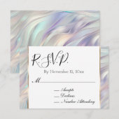 Chic Aqua Blue Lila Pearl White Wedding RSVP Begleitkarte (Vorne/Hinten)