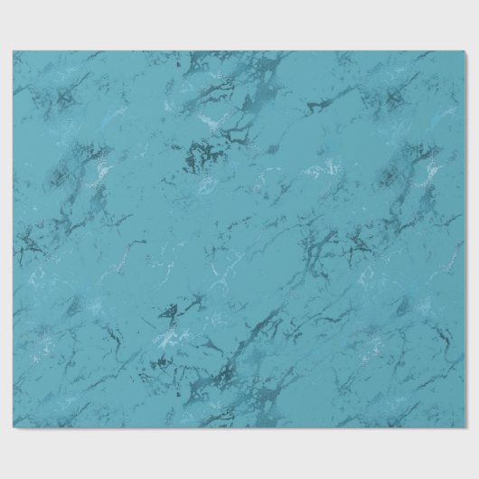Chic Aqua Blue Marble Wedding Geschenkpapier (Flach)