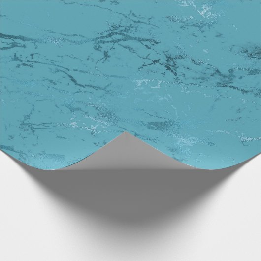 Chic Aqua Blue Marble Wedding Geschenkpapier (Ecke)