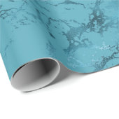 Chic Aqua Blue Marble Wedding Geschenkpapier (Rolleneckpunkt)