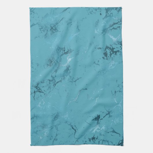 Chic Aqua Blue Marble Wedding Geschirrtuch (Vertikal)