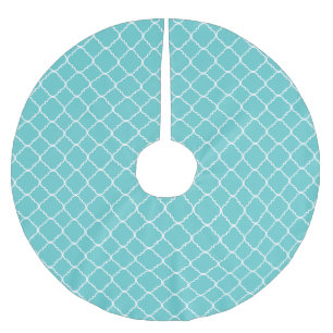 Chic Aqua Blue Quatrefoil Polyester Weihnachtsbaumdecke