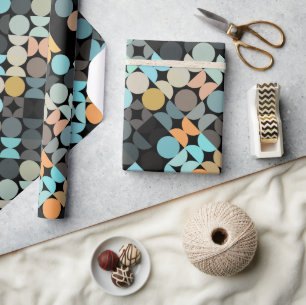 Chic Aqua Blue Rust Orange Circles Art Pattern Geschenkpapier