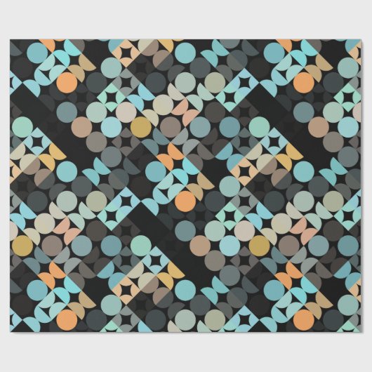 Chic Aqua Blue Rust Orange Circles Art Pattern Geschenkpapier (Flach)