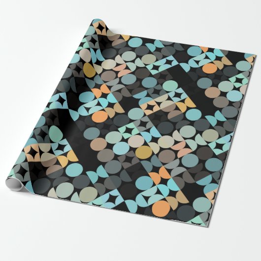 Chic Aqua Blue Rust Orange Circles Art Pattern Geschenkpapier (Ungerollt)