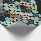 Chic Aqua Blue Rust Orange Circles Art Pattern Geschenkpapier (Ecke)