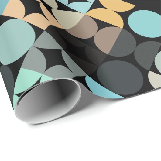 Chic Aqua Blue Rust Orange Circles Art Pattern Geschenkpapier (Rolleneckpunkt)