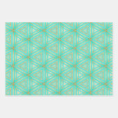 Chic Aqua Blue und Gold Geometric Geschenkpapier Set (Vorderseite)