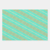 Chic Aqua Blue und Gold gestreift Geschenkpapier Set (Vorderseite 2)
