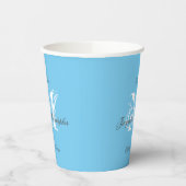 Chic Aqua Blue Wedding Monogram Initial + Namen Pappbecher (Links)