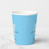 Chic Aqua Blue Wedding Monogram Initial + Namen Pappbecher (Rechts)
