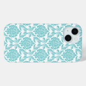Chic Aqua Damask Muster Case-Mate iPhone Hülle (Rückseite (Horizontal))