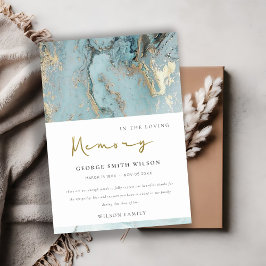 CHIC AQUA DUSKY BLAUE GOLD AGATE BEILEID MEMORIAL DANKESKARTE