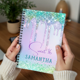 Chic-aqua-Einhorn-Glitter-Geburtstagsmonogramm Planer