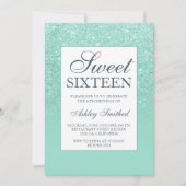 Chic aqua Glitzer eleganter Chic Sweet 16 Einladung (Vorderseite)