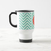 Chic-Aqua-Grün-Zickzack und orange Reisebecher (Links)