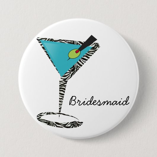 Chic Aqua Martini Button (Vorderseite)