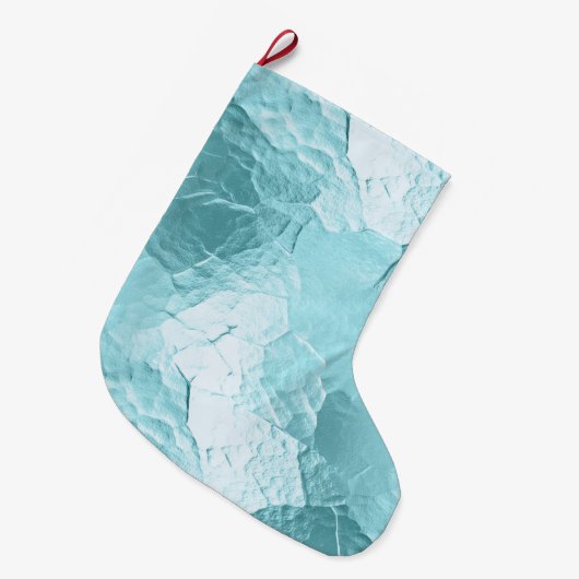 Chic Aqua Mint Blue Glam Großer Weihnachtsstrumpf (Vorderansicht (hängend))