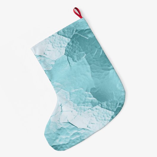 Chic Aqua Mint Blue Glam Großer Weihnachtsstrumpf (Rückseite (Hängend))