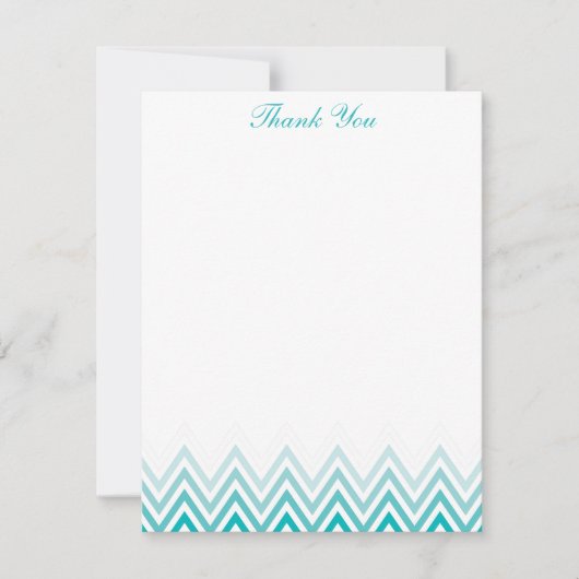 Chic Aqua Ombre Chevrons Mitteilungskarten (Vorderseite)